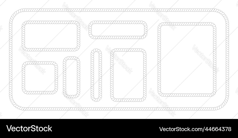 Set of rectangle rope frames for photo in retro vector image