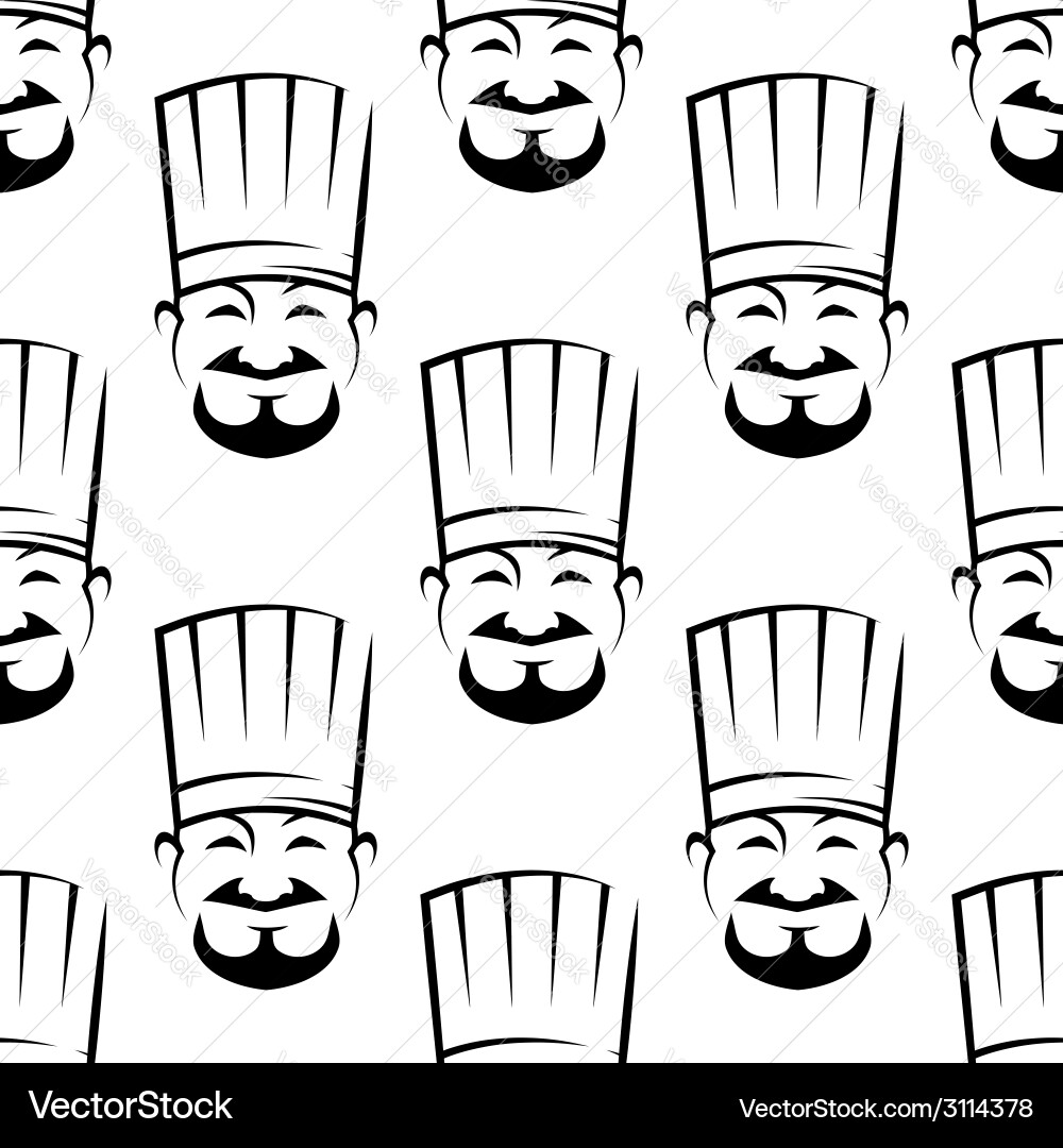 Smiling chefs seamless background pattern vector image