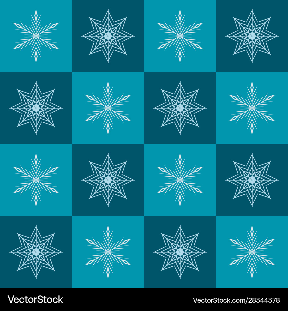 Snowflake pattern seamless checkered winter vector image