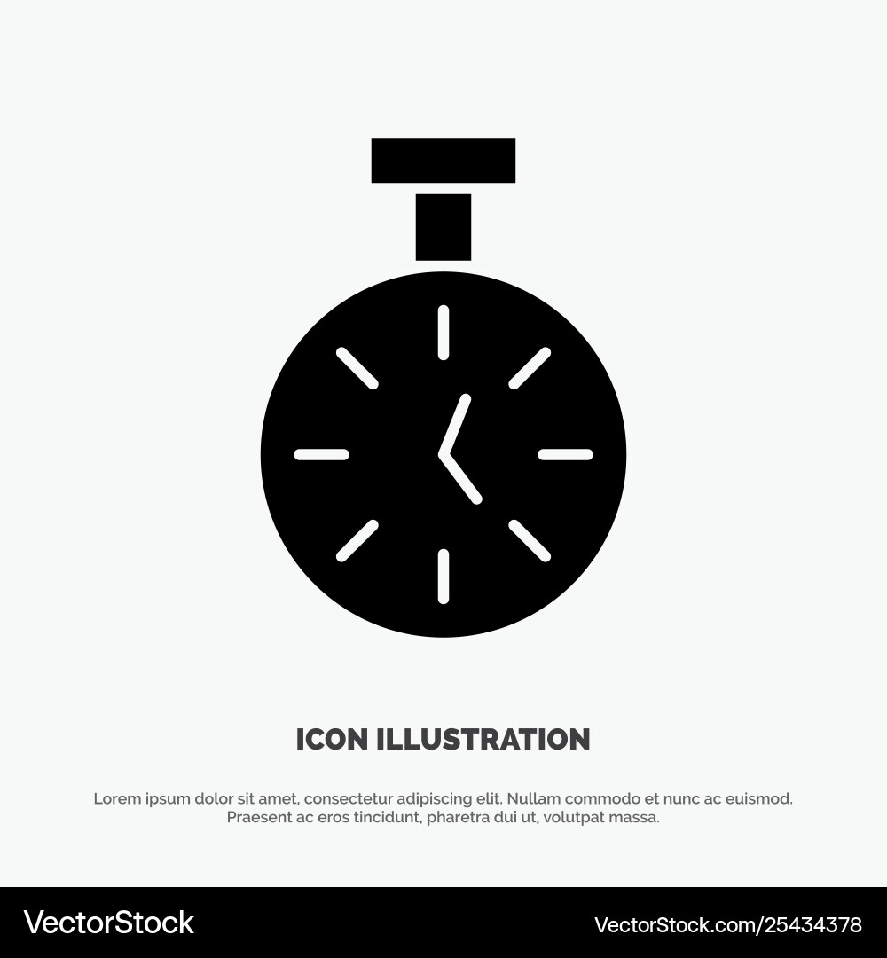 Stopwatch time timer count solid glyph icon Stopwatch time timer count solid glyph icon vector image
