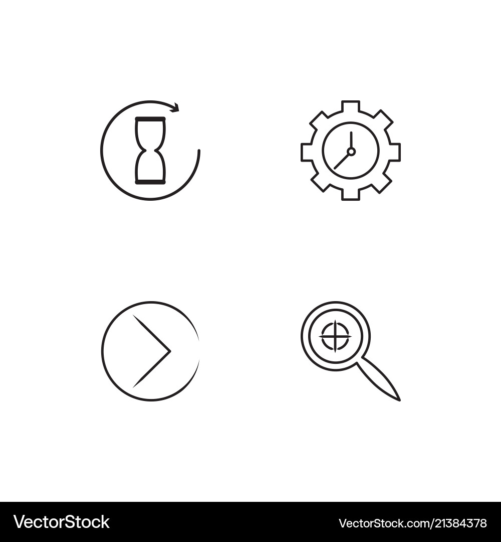 Time linear icons set simple outline vector image