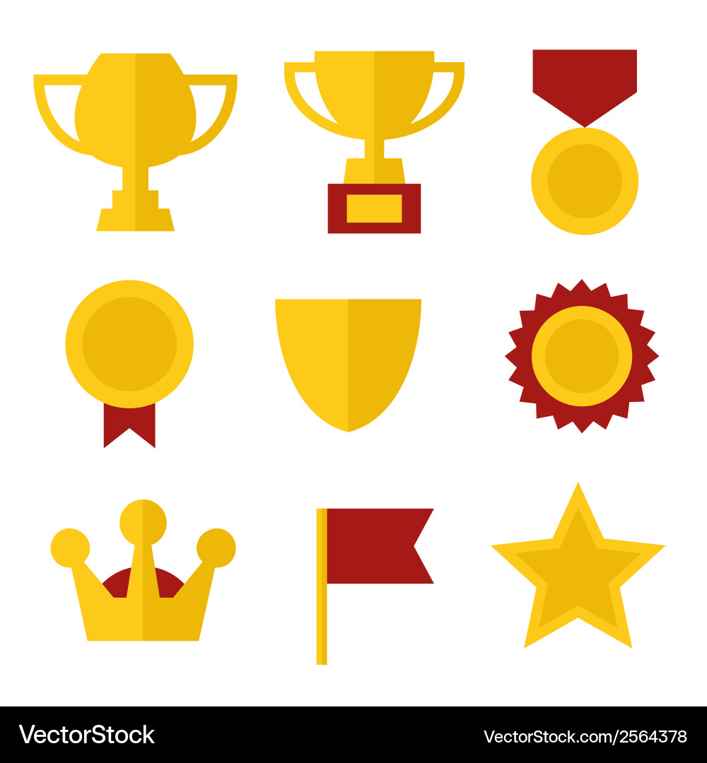 Trophy and awards icons set in flat design style Vector Image