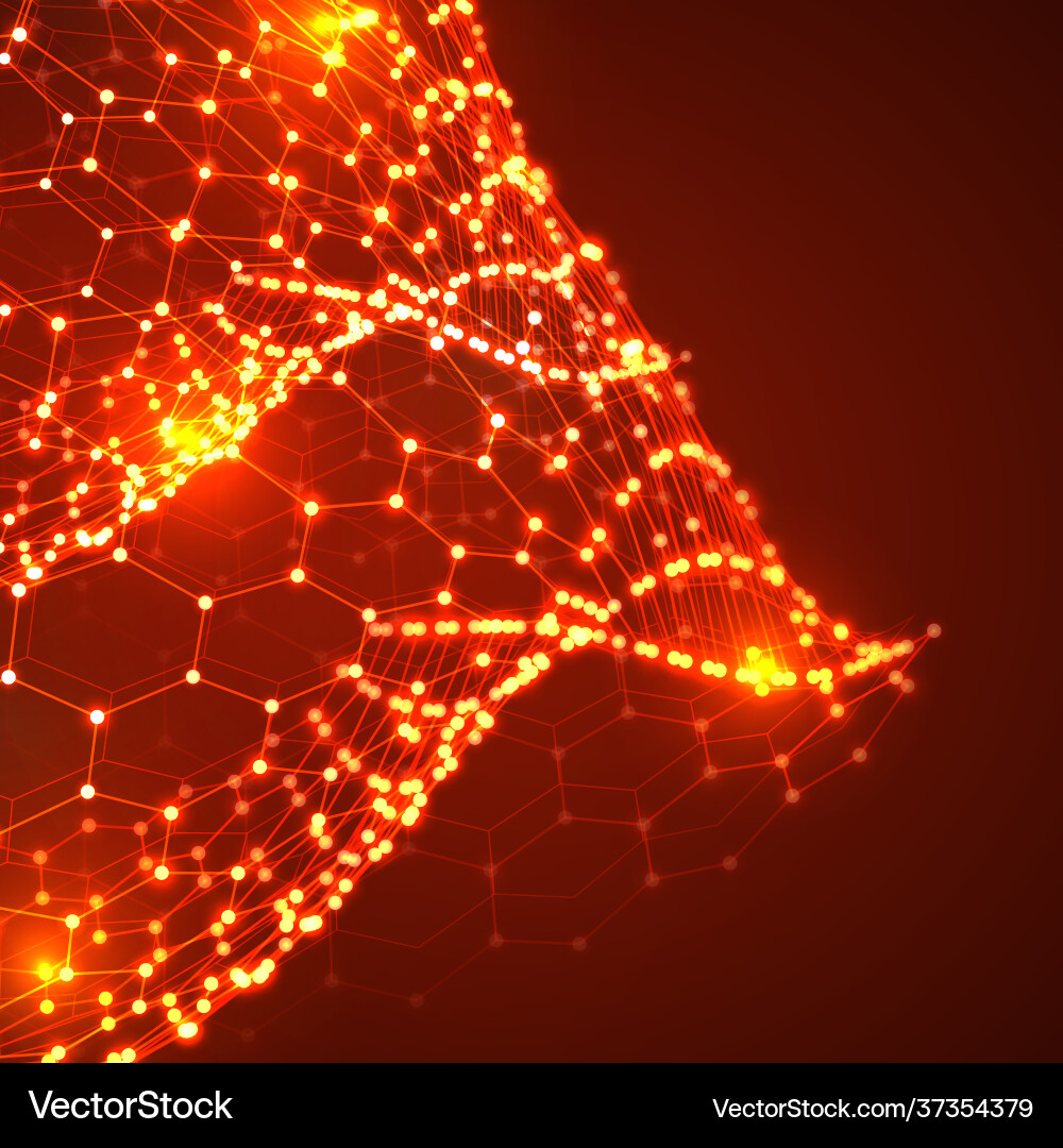 3d object from a hexagon grid with dots stylish vector image
