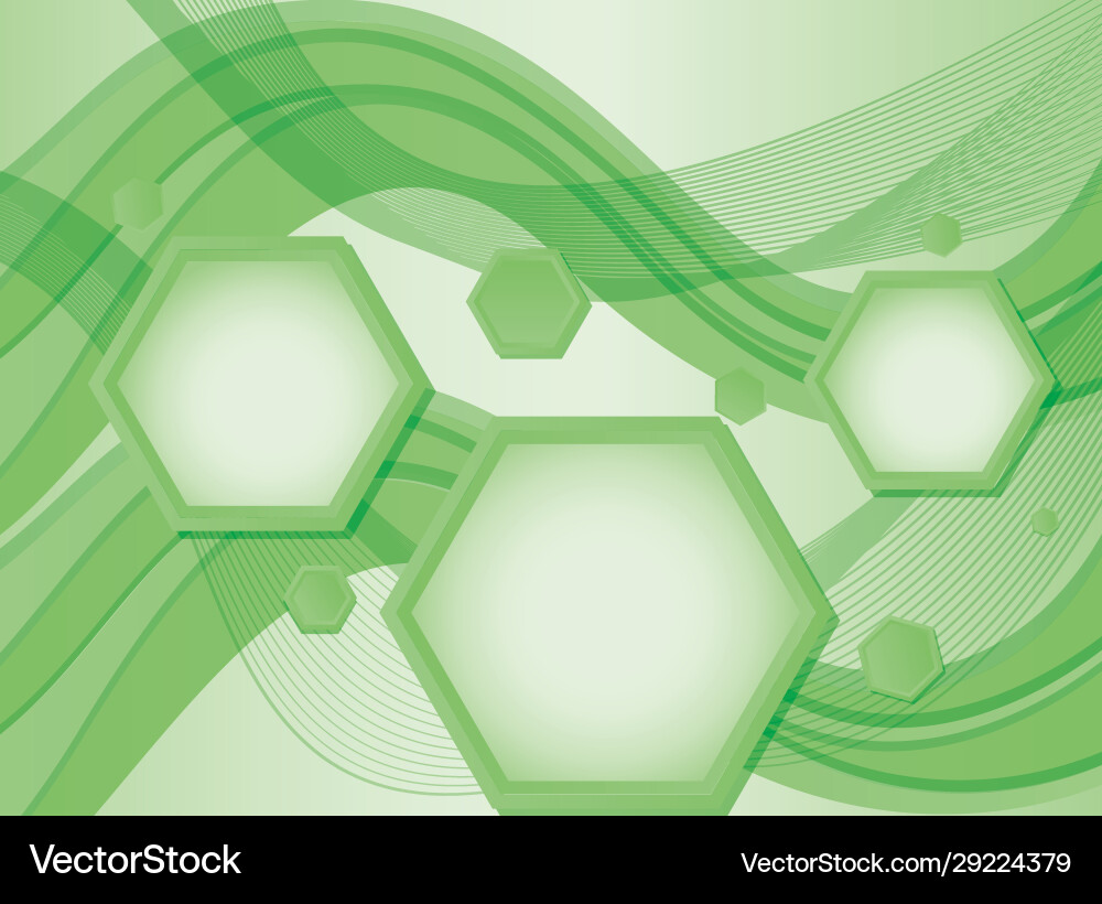 Background design with green hexagon patterns vector image