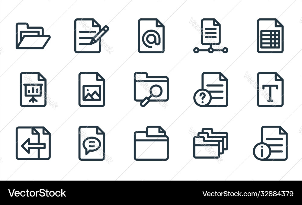 Document and files line icons linear set quality Document and files line icons linear set quality vector image