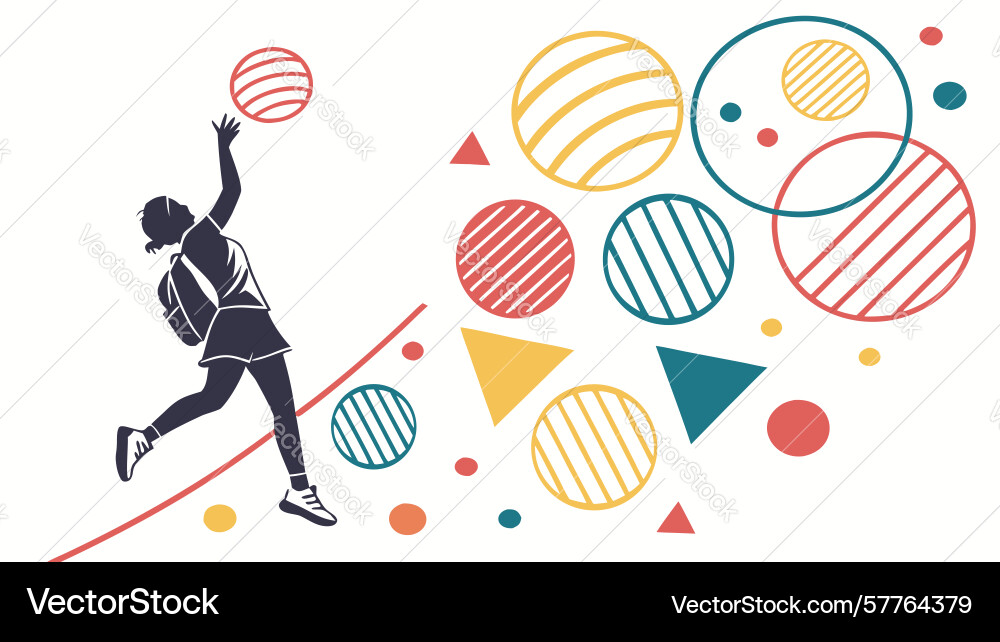 Dynamic basketball player with abstract geometric vector image