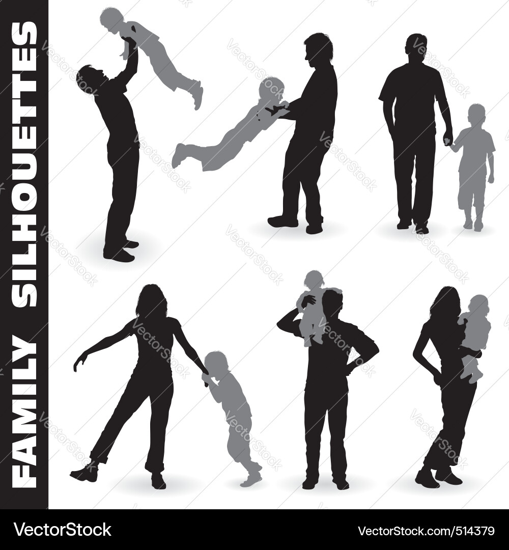 Family Silhouette Walk vector image
