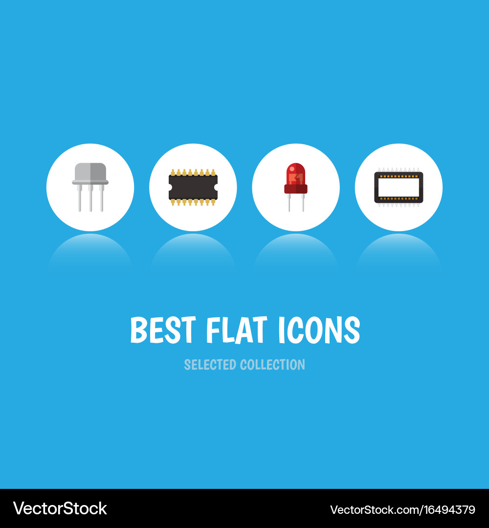 Flat icon device set of resist microprocessor Vector Image