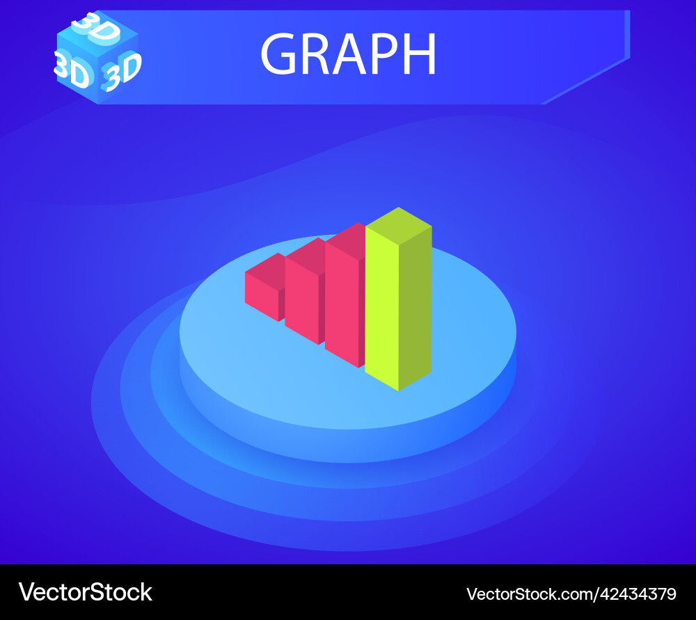 Graph isometric design icon web 3d colorful vector image