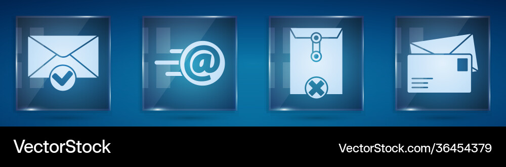 Set envelope and check mark mail e-mail Vector Image