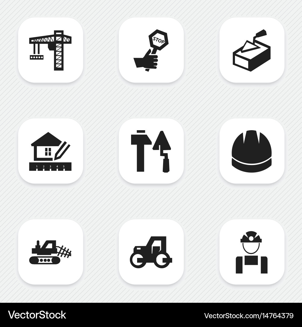 Set of 9 editable building icons includes symbols Vector Image