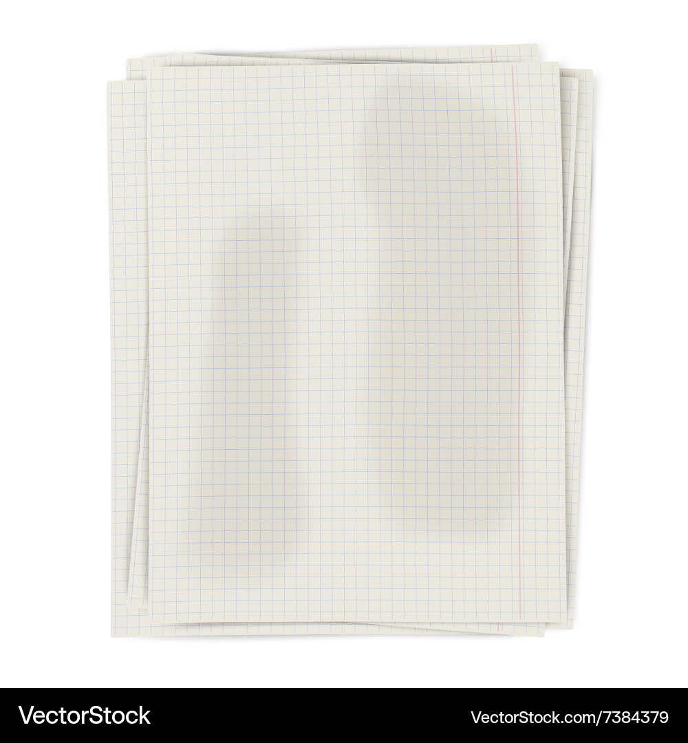 Stack of squared sheets paper isolated on white vector image