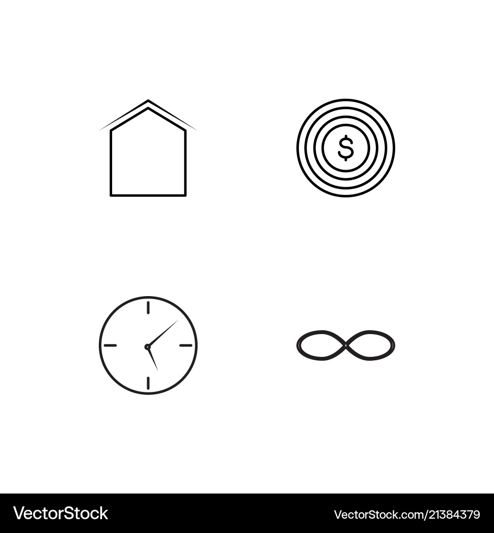 Time linear icons set simple outline vector image