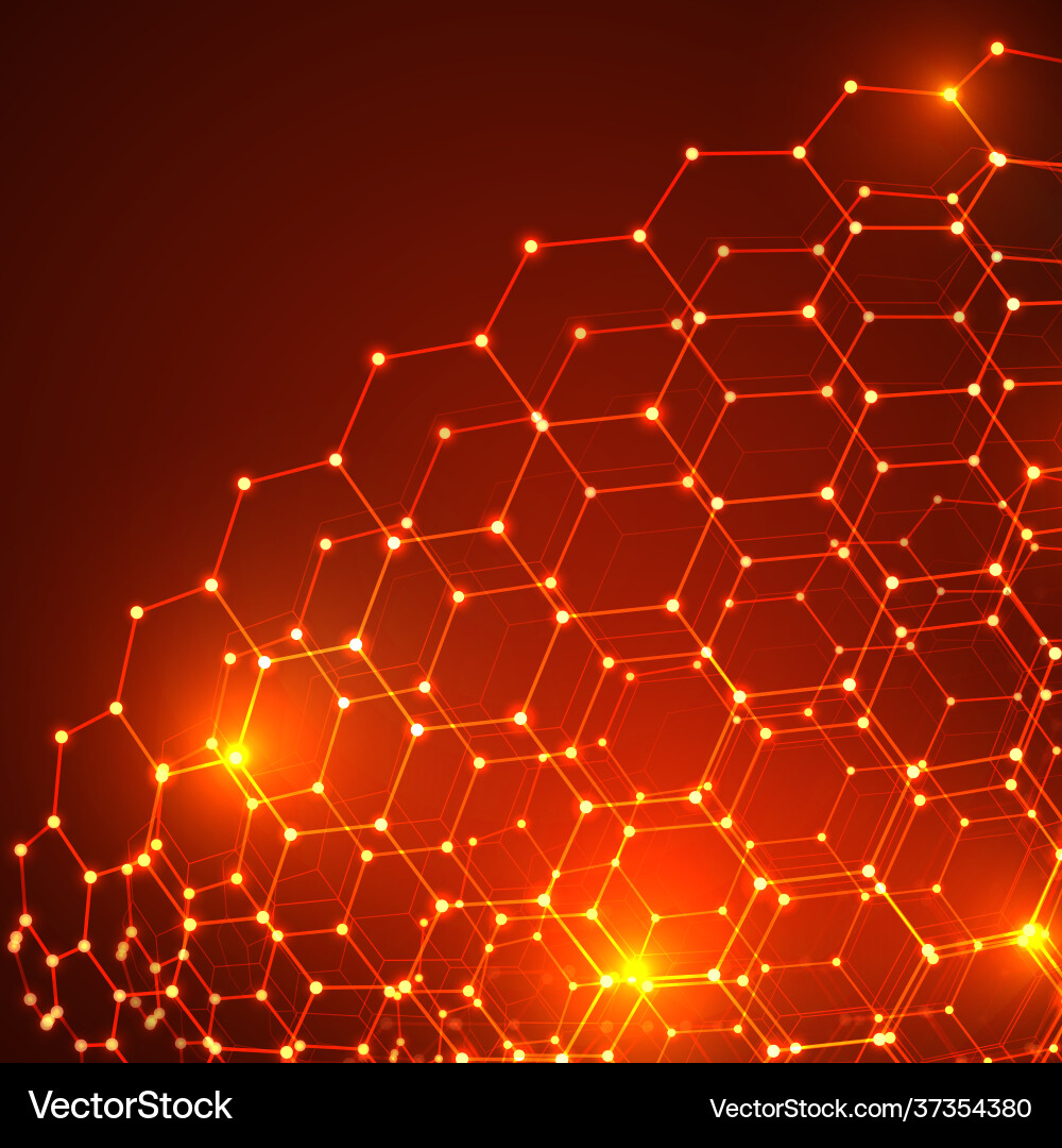 3d object from a hexagon grid with dots stylish Vector Image