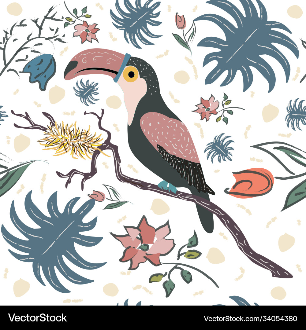 Bird toucan seamless pattern Vector Image