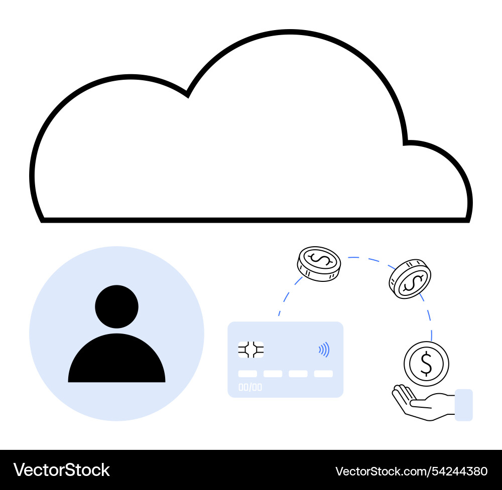 Cloud computing with secure online payment Vector Image