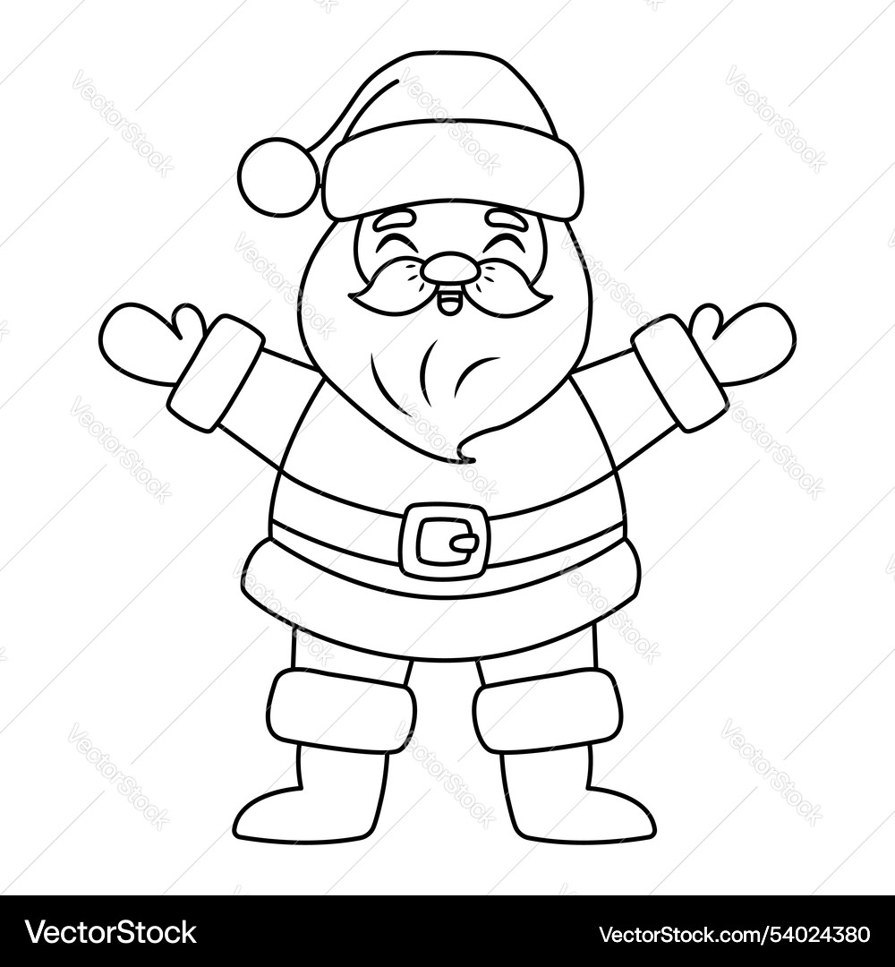 Cute santa claus coloring page Royalty Free Vector Image