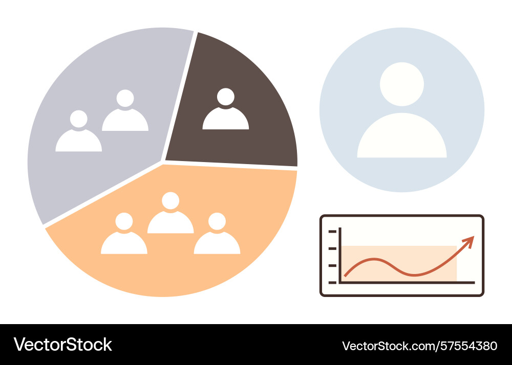 Data representation using pie chart team segments vector image
