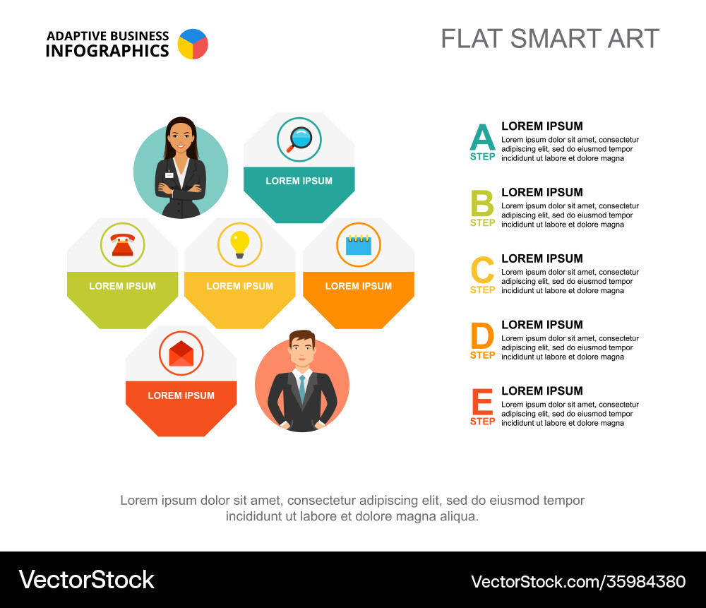 Five points list process chart template vector image