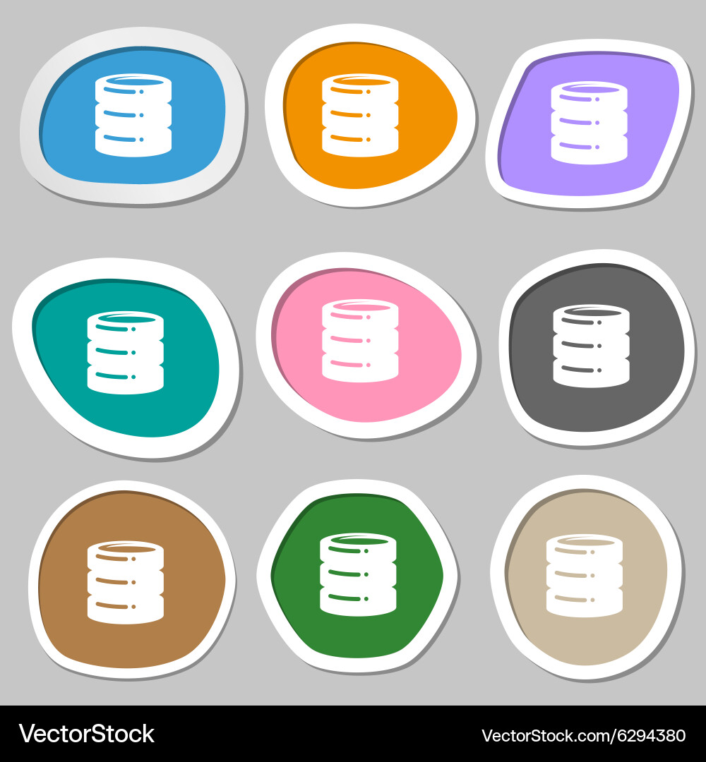 Hard disk date base icon symbols multicolored vector image