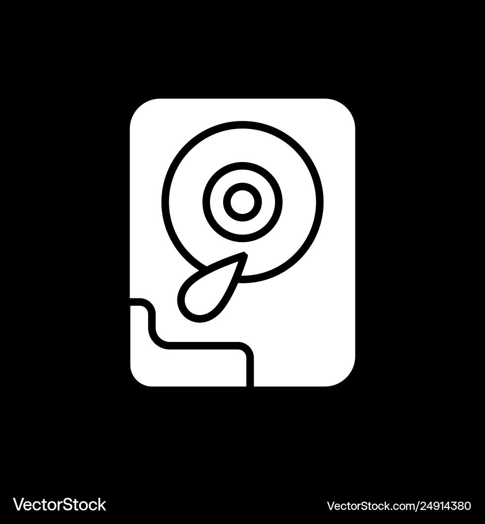 Hard disk line icon isolated on black background Hard disk line icon isolated on black background vector image