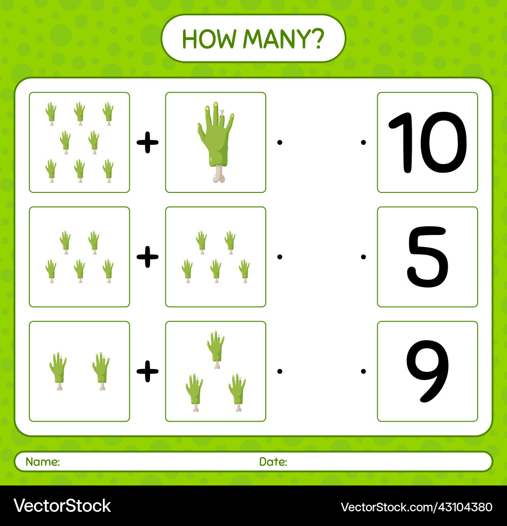 How many counting game with zombies hand How many counting game with zombies hand vector image