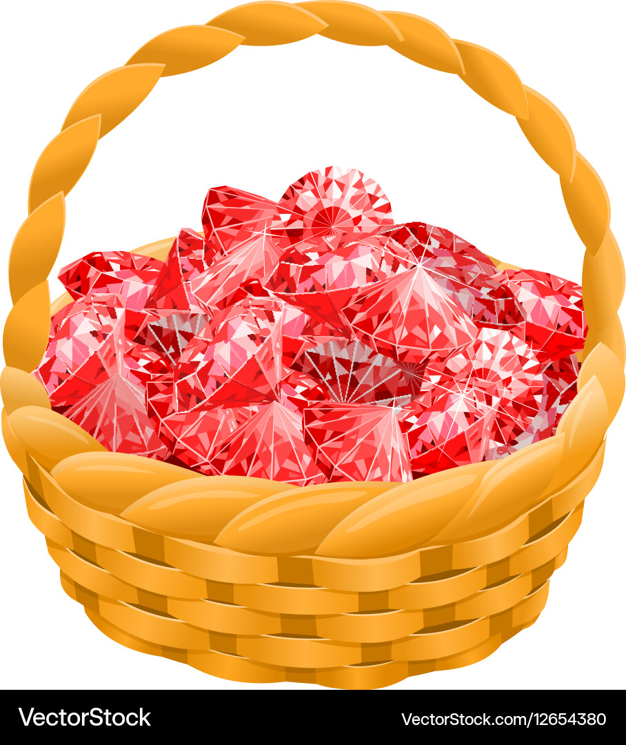 Isolated basket with red rubies game design Vector Image