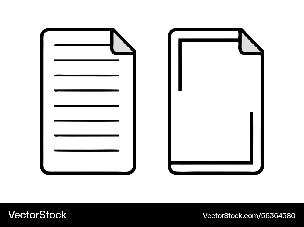 Line art icon set of lined paper with checkboxes Vector Image