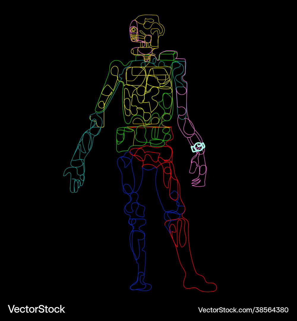 Line cartoon robots dancing robot clock Vector Image