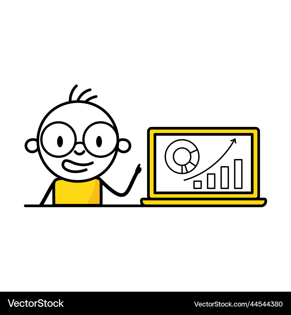 Man analyzes chart and graph data working vector image