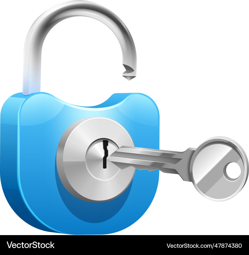 Padlock with key vector image