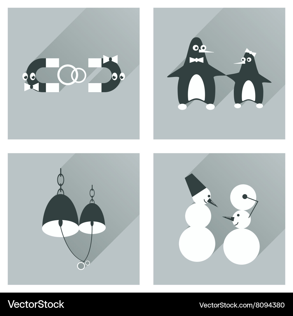 Set of flat web icons with long shadow lovers Vector Image