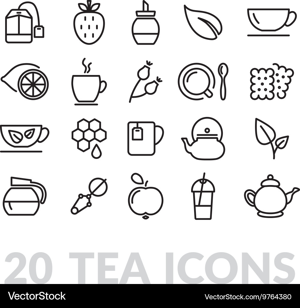 Tea Line Icons Collection Vector Image
