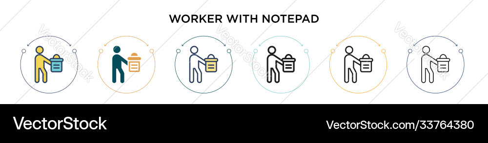 Worker with notepad icon in filled thin line Vector Image