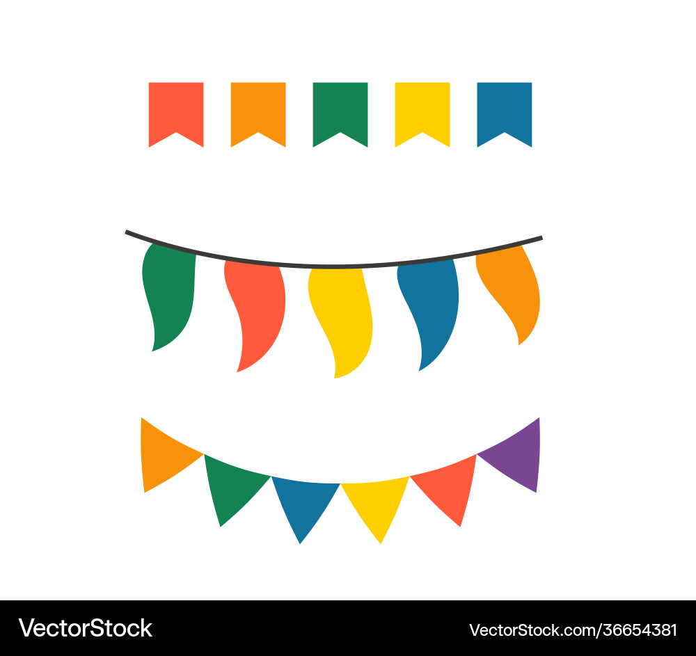 Different color flag strings set isolated on white Vector Image