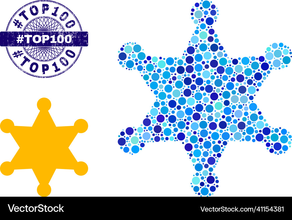 Distress hashtag top100 rund guilloche Stempel Distress hashtag top100 rund guilloche Stempel vektorbild