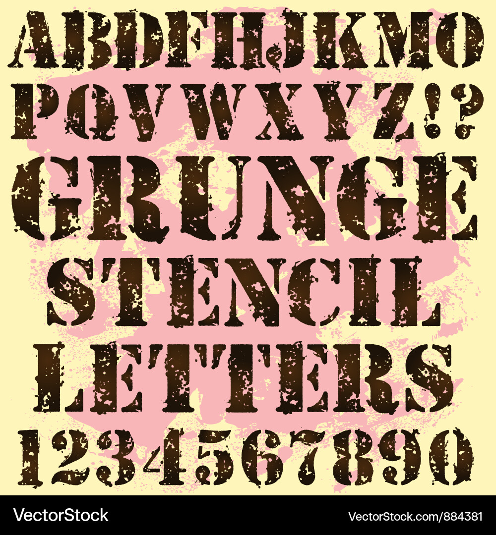 Distressed Grunge Stencil Letters vector image