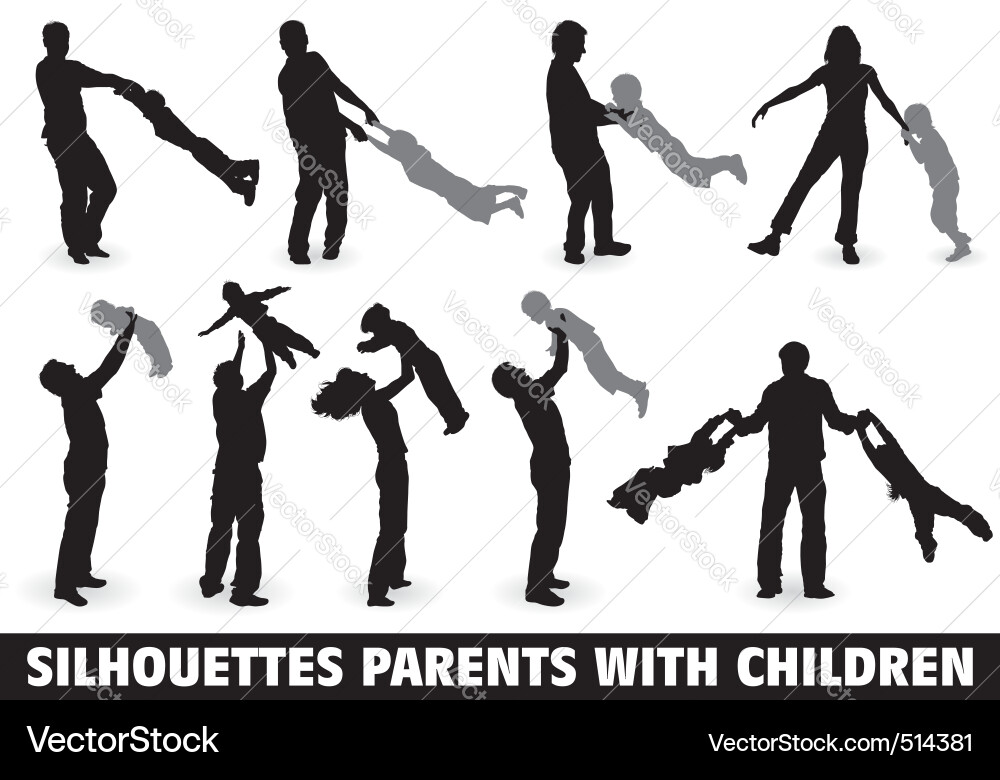 Family Silhouette Walk vector image