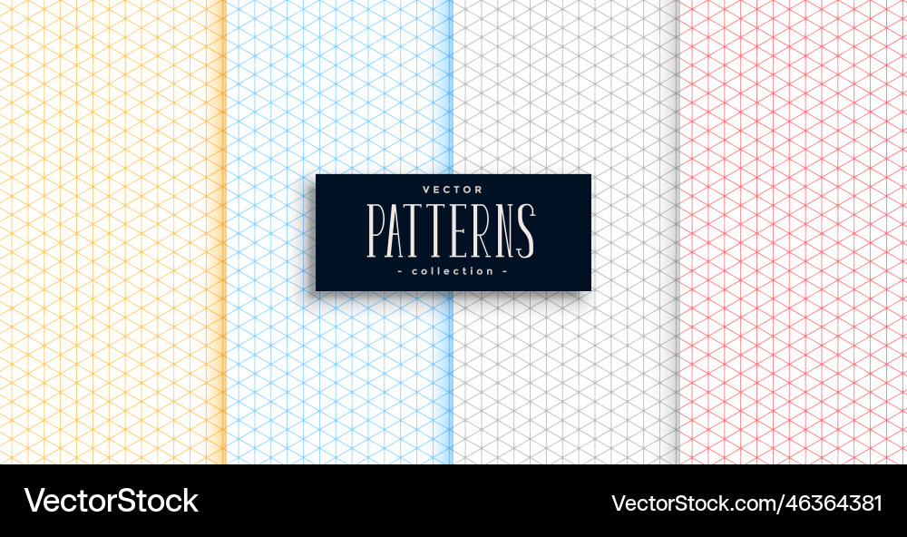 Four colors small triangle shapes patterns set vector image