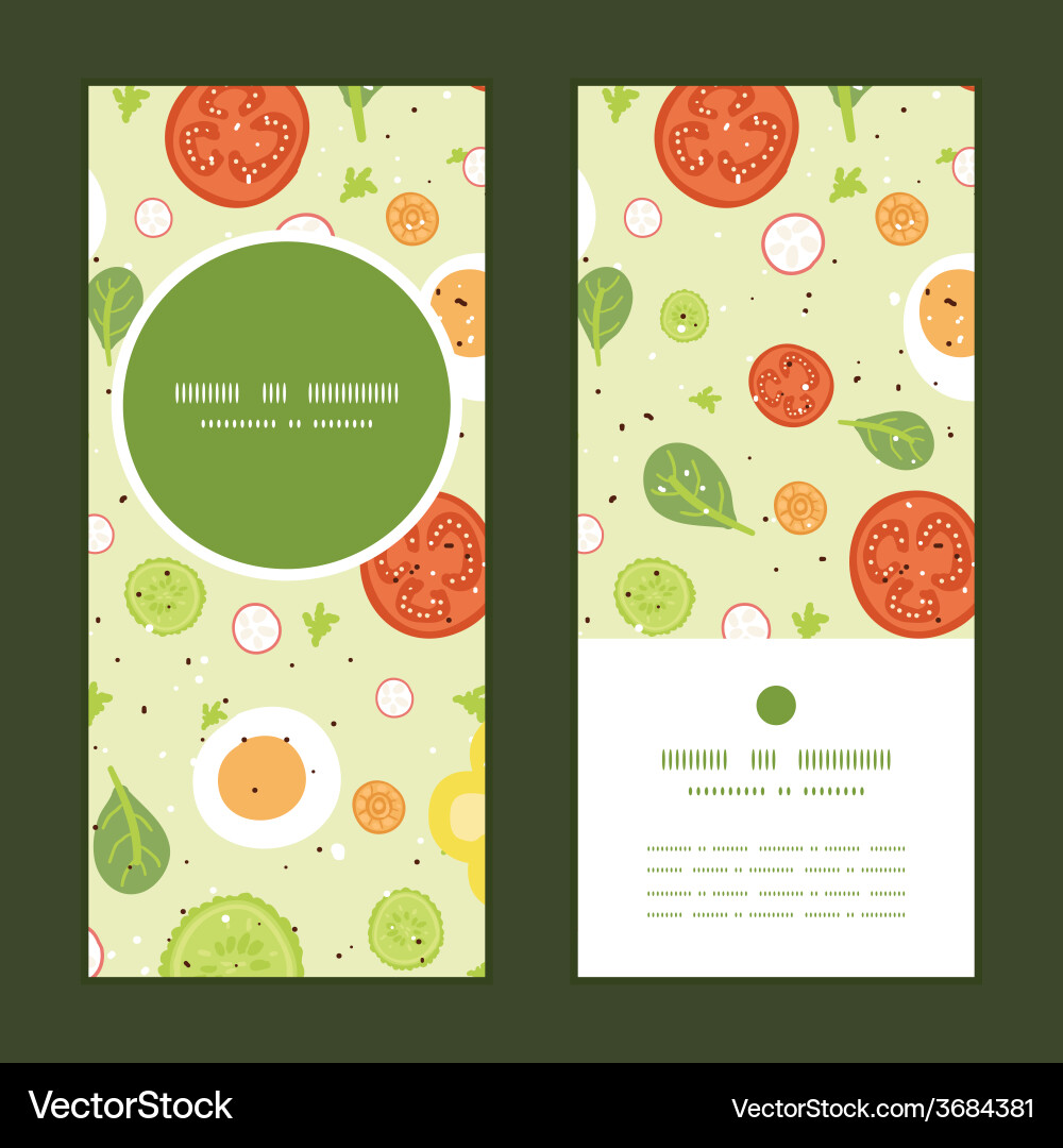 Fresh salad vertical round frame pattern vector image