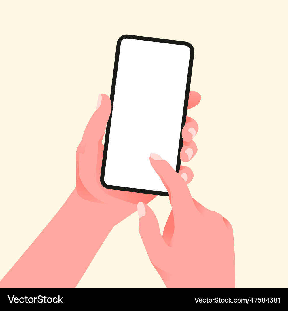 Hand use smartphone mock up with copy space Hand use smartphone mock up with copy space vector image