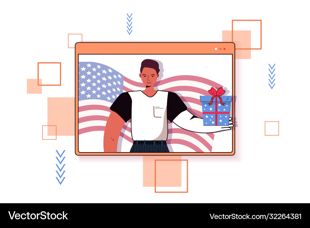 Man holding gift box celebrating 4th july Man holding gift box celebrating 4th july vector image