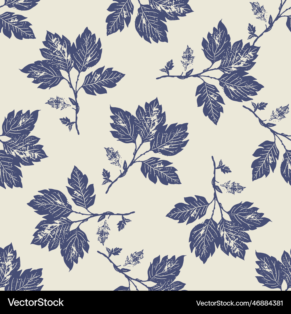 Masculine block print sprig stem pattern Vector Image