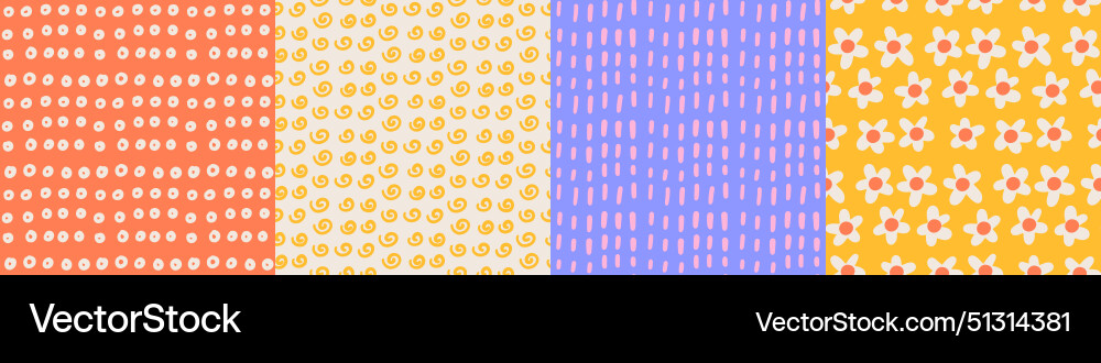 Naive groovy abstract shapes seamless patterns Naive groovy abstract shapes seamless patterns vector image