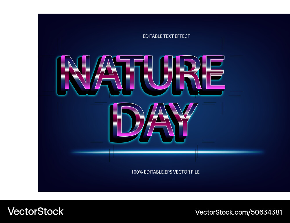 Nature day editable text effect 3d emboss Vector Image