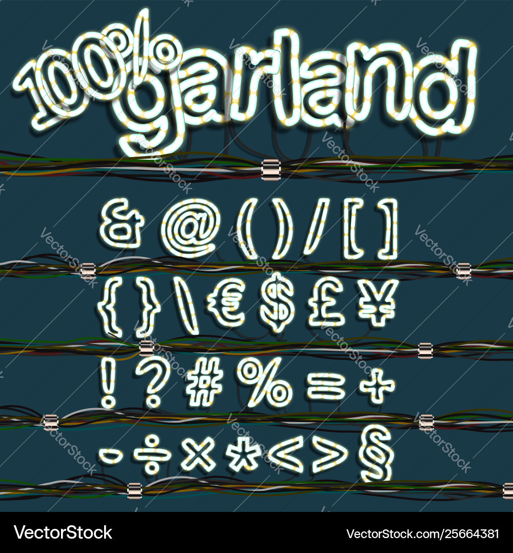 Realistic neon font with wires and console Realistic neon font with wires and console vector image