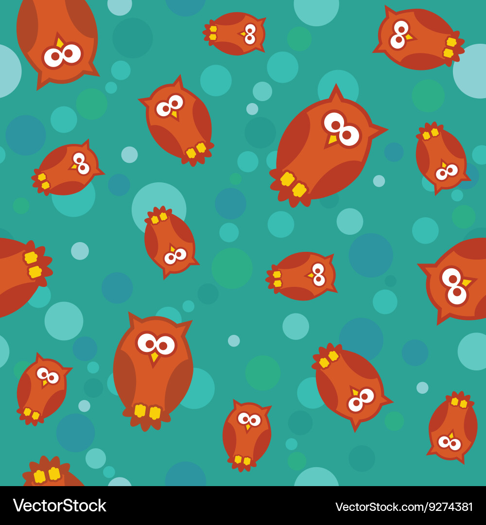 Seamless pattern with owls and circles vector image