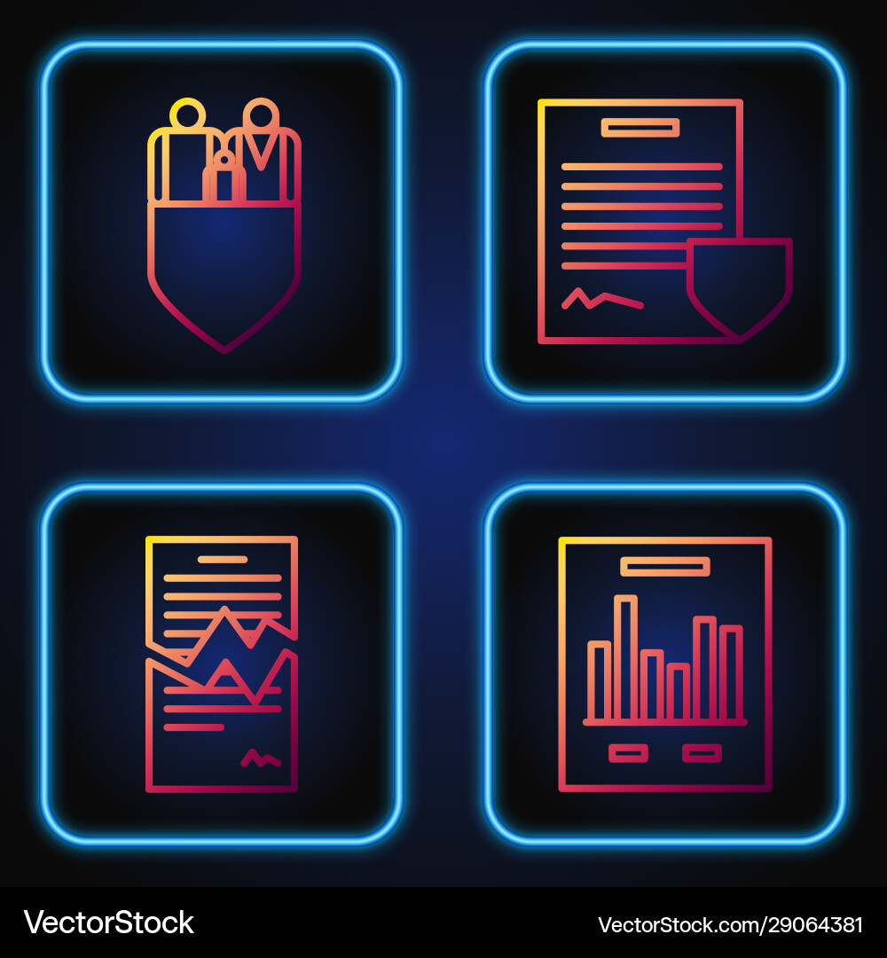 Set line document with graph chart torn contract vector image