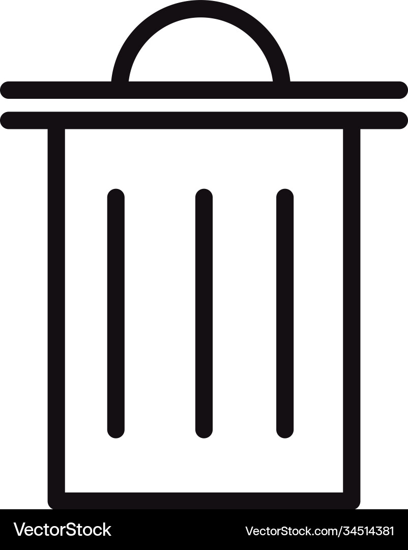 Trash can or delete web button linear style vector image
