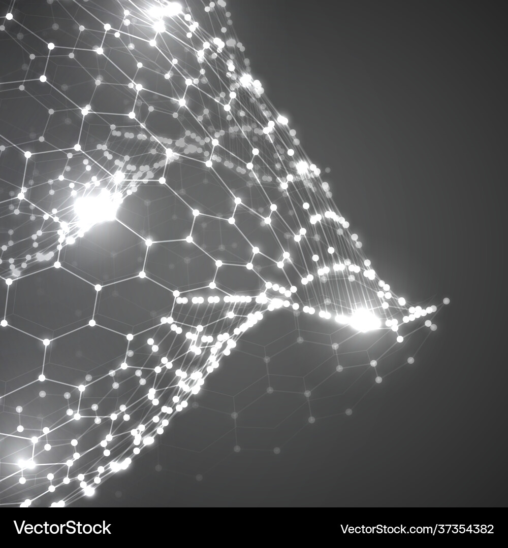 3d object from a hexagon grid with dots stylish vector image